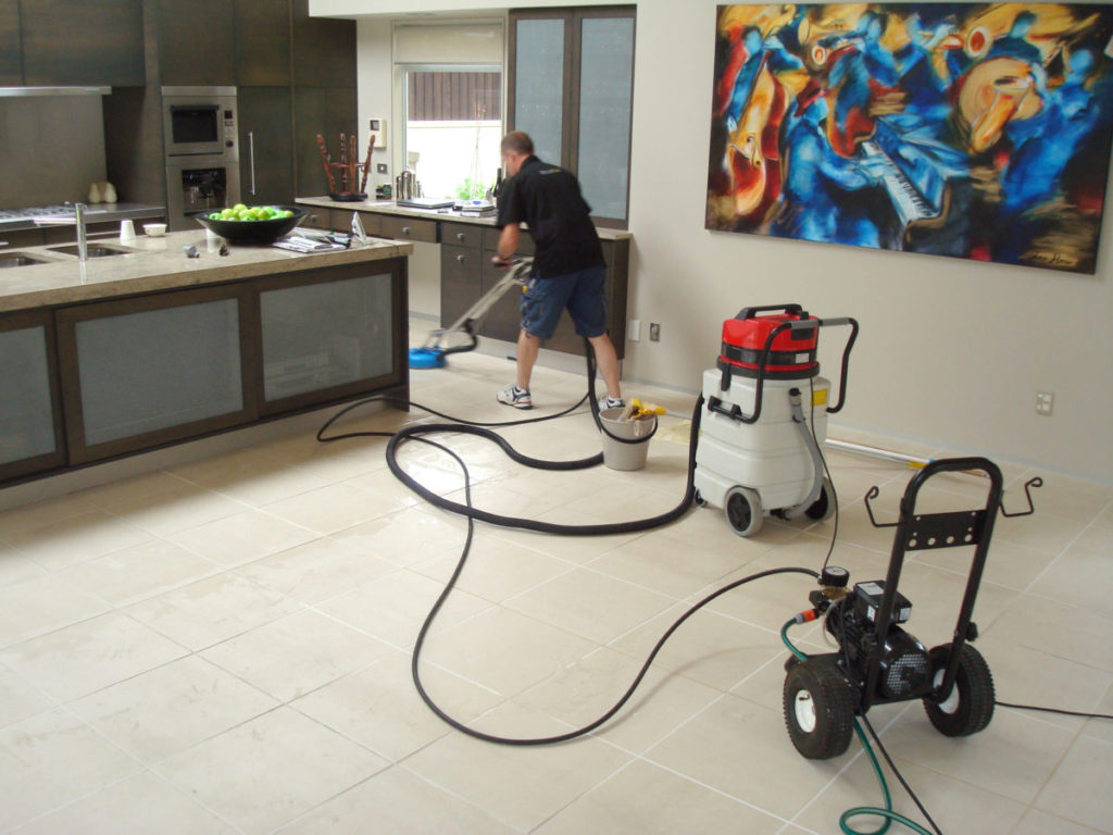 Deep clean of tiled floor
