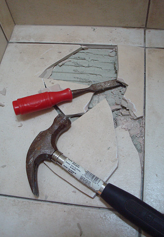 Removing damaged tile