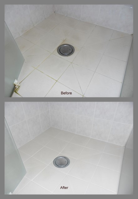 Coloursealed stainproof grout in shower